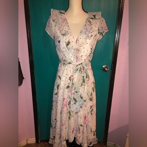 Danny and Nicole Polka Dot + Floral Spring Dress